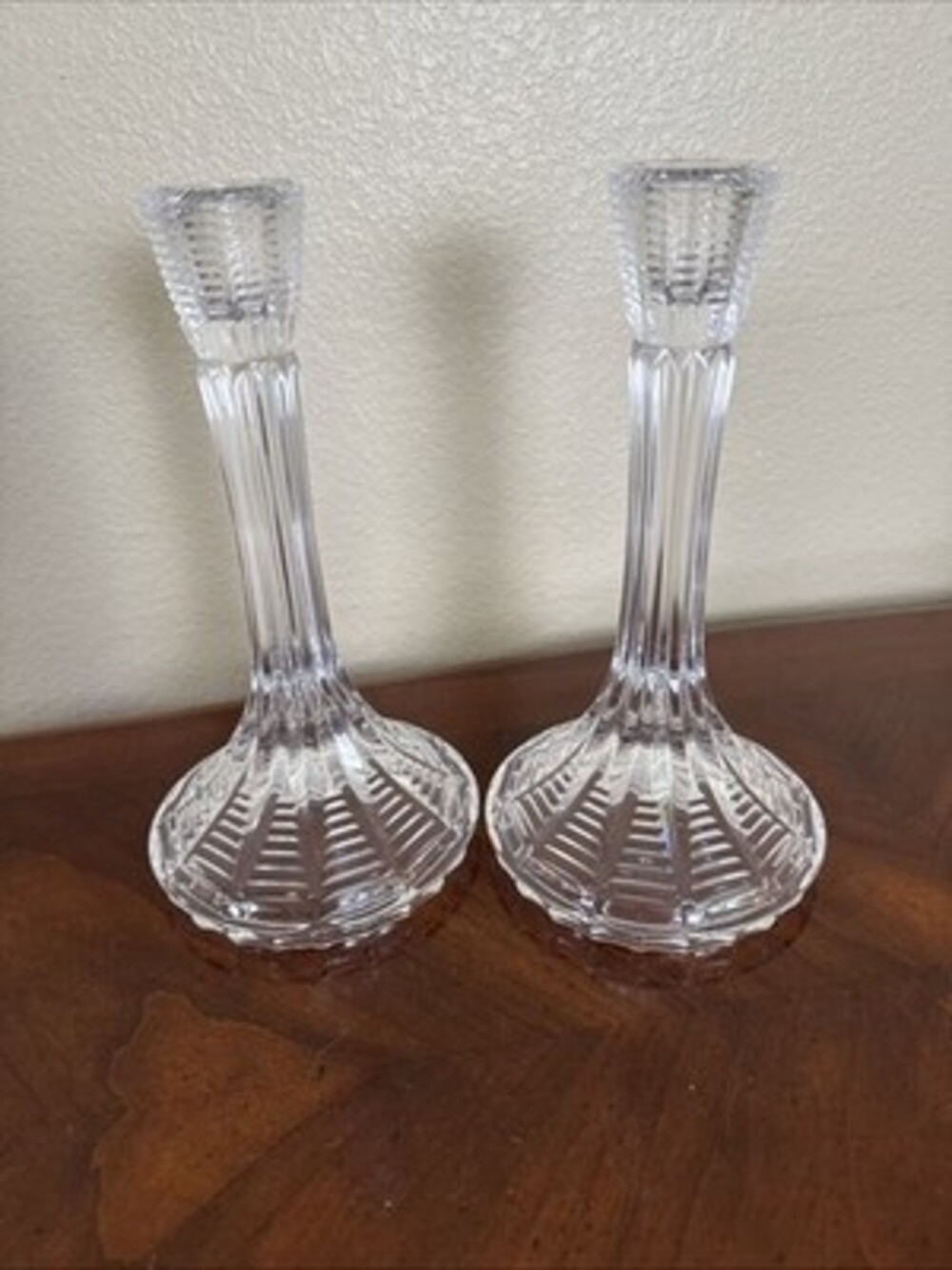 Vintage Crystal Candle Holders by Royal Crystal Rock Set of 2 Italy